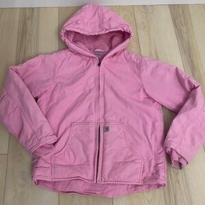 Carhartt Jacket Pink Hooded Sherpa Lined Coat RN 13706 Youth Large